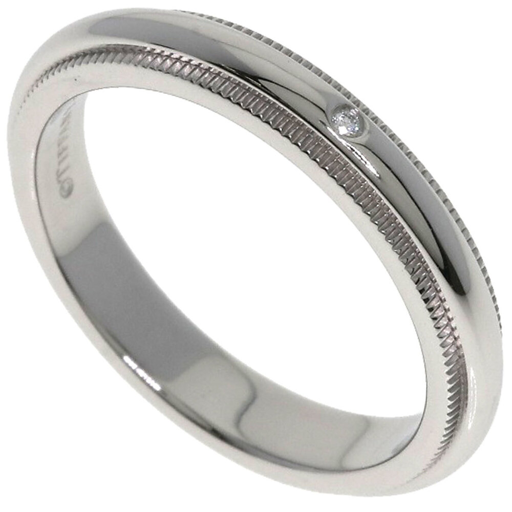 Tiffany & Co. Milgrain 1P Diamond Ring, Platinum PT950, Women's Ring.
